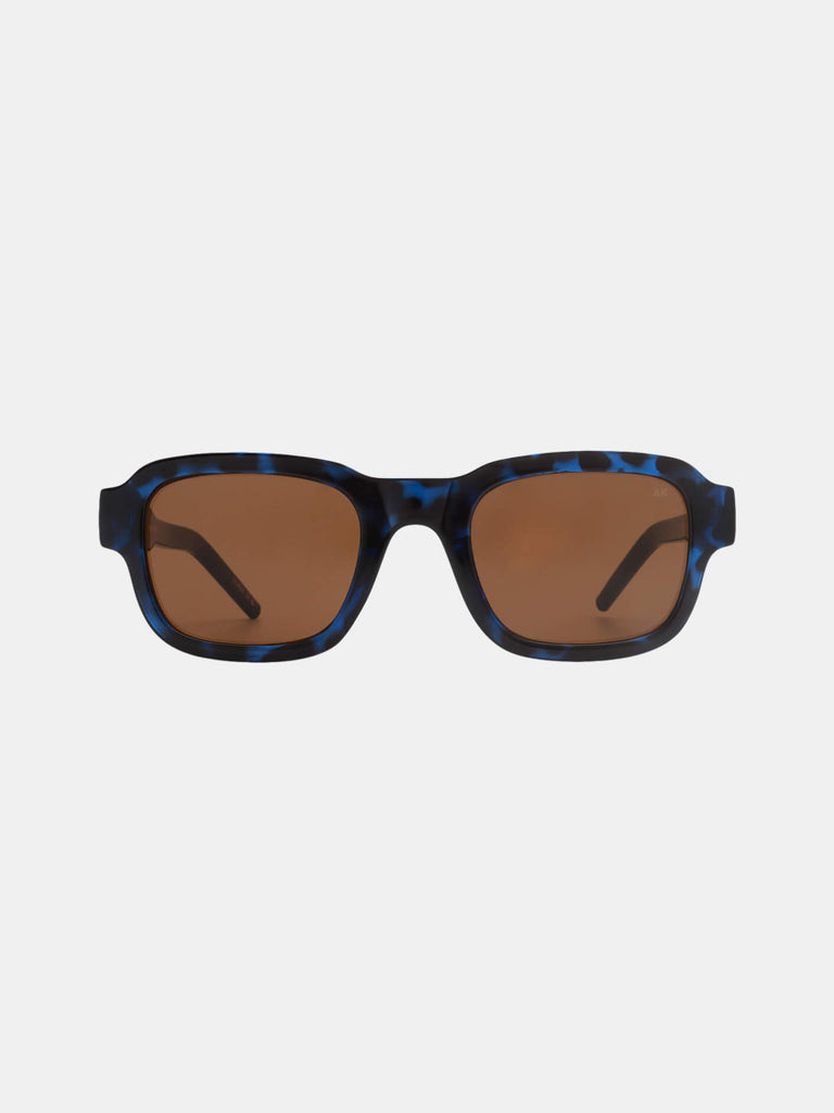 Blå/sorte, blå, sorte solbriller med brunt glas fra A. Kjærbede