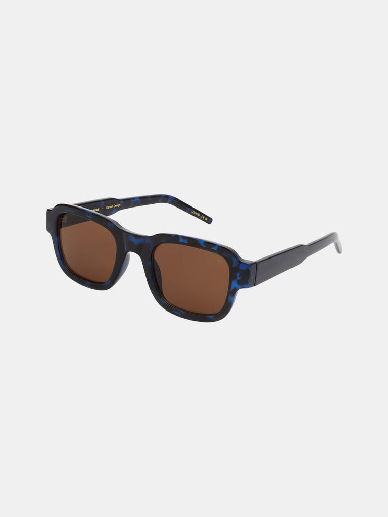 Blå/sorte, blå, sorte solbriller med brunt glas fra A. Kjærbede