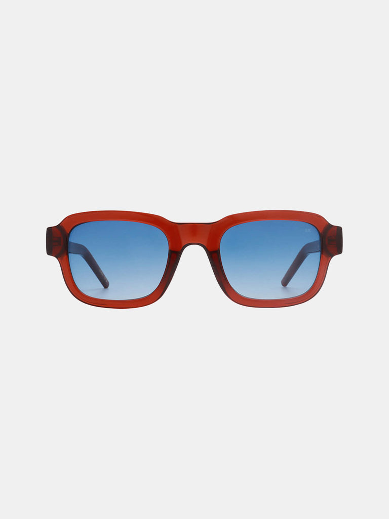 Brune solbriller med blåt glas fra A. Kjærbede