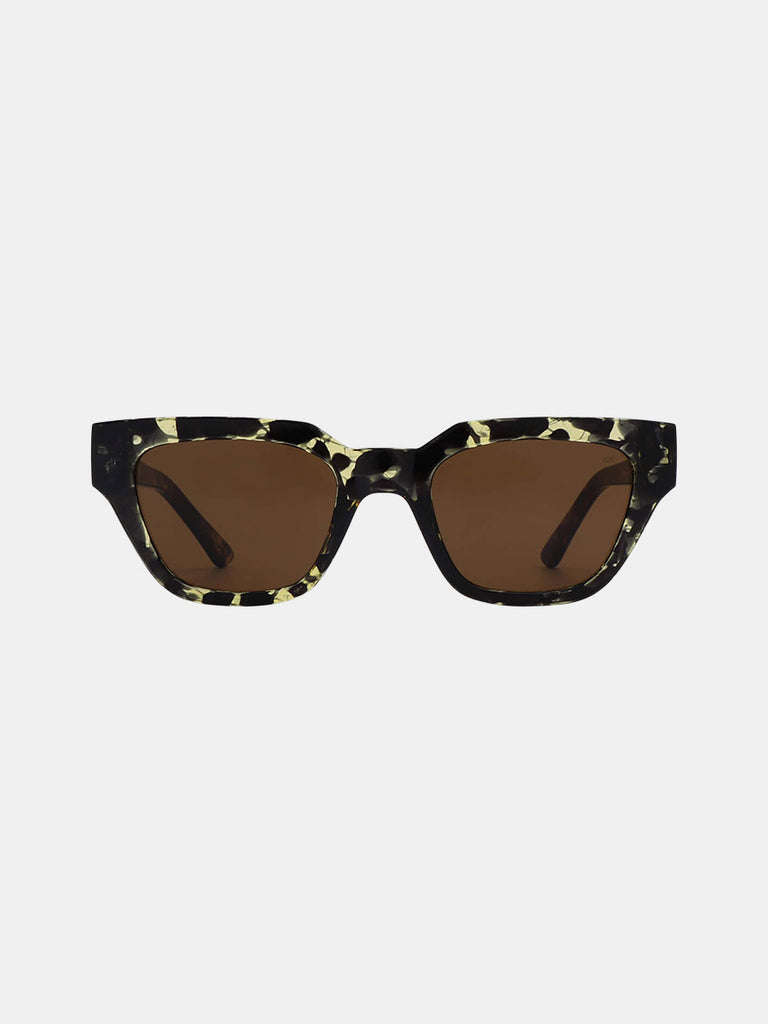 Gul/sorte cateye solbriller med brunt glas fra A. Kjærbede