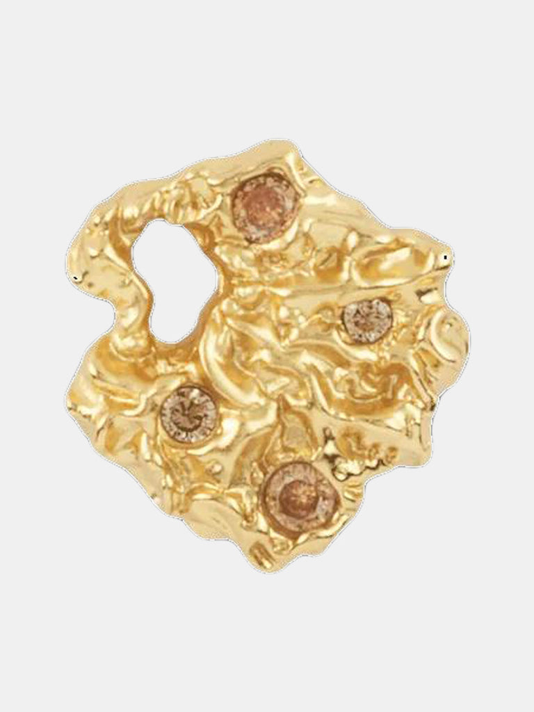 Forgyldt, guld ørering med 4 champagnefarvede sten fra Vincent